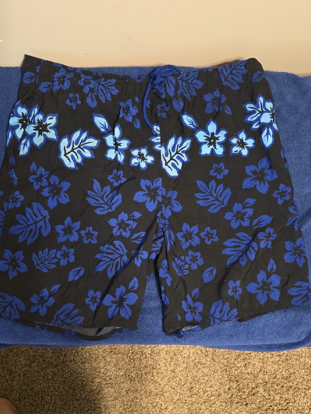 Nautica Black Swim Shorts with Blue Floral Print